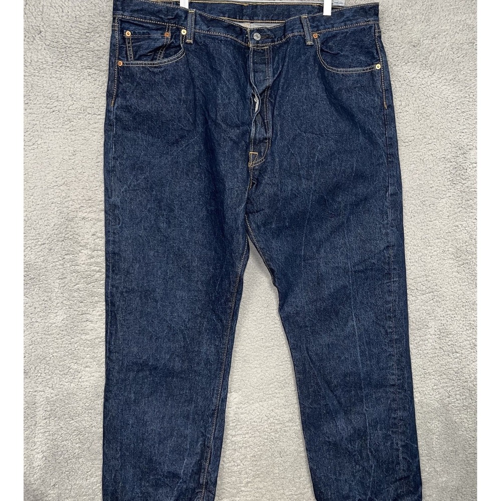 Levis Mens 501XX Original Button Fly Jeans 46x34 (42x31) Dark Wash Red Blank Tab